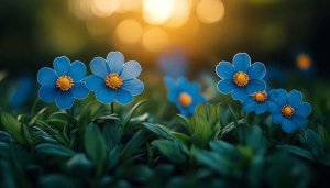 Blue Flowers Wallpaper, Floral Garden Desktop Background, 4k Mobile