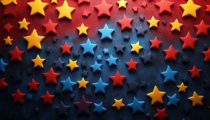 Colorful Stars 4K Wallpaper - Red Blue and Yellow Starry Background