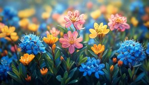 Colorful Spring Flowers Garden 4K Desktop Background Mobile Wallpaper