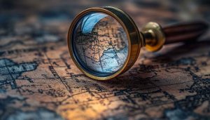 Vintage Map Magnifying Glass Desktop Background, Antique World Map Wallpaper