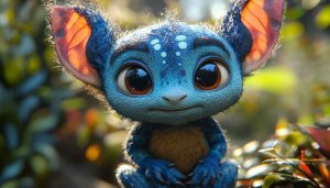 Cute Blue Avatar Creature 4K Desktop Background Free Mobile Wallpaper