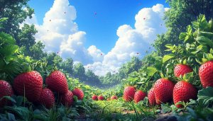 Strawberry Field Landscape Free Mobile Background Nature 4K Wallpaper