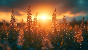 Golden Sunset Flower Field Mobile Wallpaper, Free Floral Background