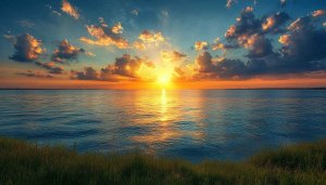 Serene Lake Sunset 4K Wallpaper, Golden Hour Nature Background