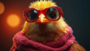 Funny Chicken with Glasses 4K Mobile Wallpaper Desktop Background