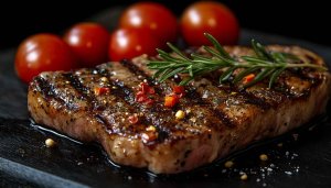 Grilled Steak With Tomatoes Culinary Art Desktop Wallpaper