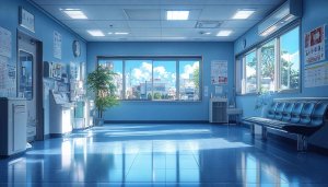 Anime Waiting Room City View Background for Desktop and Mobile