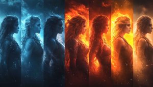 Ice and Fire Woman Art Mobile Wallpaper Free Download