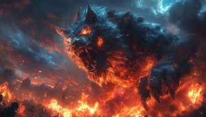Burning Werewolf Fantasy Art Mobile Wallpaper Free 4K Desktop Background