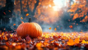 Autumn Pumpkin Desktop Wallpaper Free Fall Leaves Background 4K