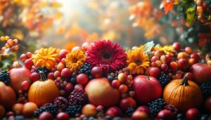 Autumn Harvest Flowers 4K Desktop Background, Free Fall Season Wallpaper