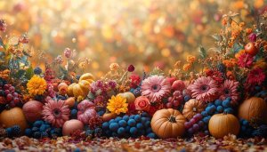 Fall Harvest Festival 4K Wallpaper Autumn Flowers Pumpkins Desktop Background
