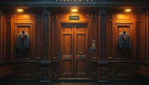 Elegant Wooden Doorway with Coats Aesthetic 4K Desktop Wallpaper