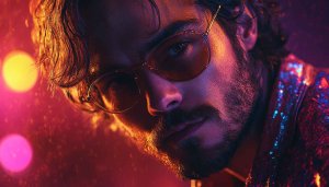 Bearded Man in Sequined Jacket Aesthetic Portrait Mobile Wallpaper