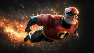 The Incredibles Mr Incredible Flying Art 4K Desktop Wallpaper
