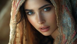 Beautiful Woman Portrait Mobile Background with Green Eyes Wallpaper