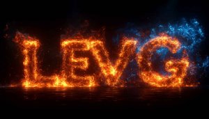Flaming LEVG Letters 4K Desktop Background, Fire and Ice Theme Wallpaper