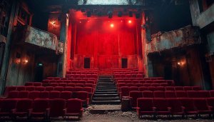 Vintage Theater Stage Mobile Wallpaper, Red Velvet Seating Background