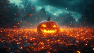 Glowing Halloween Pumpkin Mobile Wallpaper, Autumn Theme Desktop Background