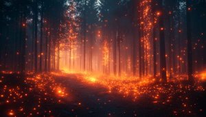 Enchanted Forest Fireflies 4K Desktop Backgrounds | Free Mobile Wallpaper