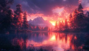 Peaceful Lake Sunset Reflections 4K Desktop Mobile Wallpaper Free