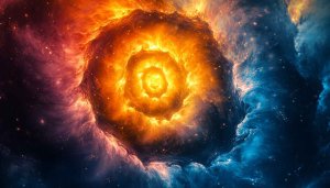 Fiery Galaxy Spiral 4K Desktop Background Cosmic Swirl Wallpaper