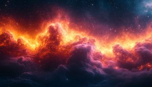 Fiery Nebula Space 4K Desktop Background, Galaxy Mobile Wallpaper