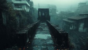 Dark Rainy Urban Landscape 4K Desktop Background Mobile Wallpaper