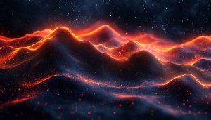 Fiery Particle Mountain Abstract 4K Desktop Background Mobile Wallpaper