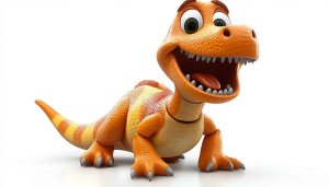 Adorable Orange Dinosaur Cartoon Character 4K Desktop Background Wallpaper