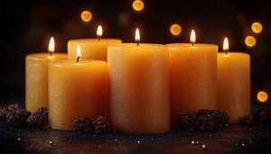 Warm Golden Candles Light 4K Desktop Wallpaper for Christmas Decor