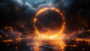Fiery Glowing Circle 4K Desktop Background Free Mobile Wallpaper