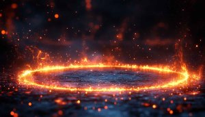 Fiery Portal 4K Wallpaper - Abstract Glowing Circle Background