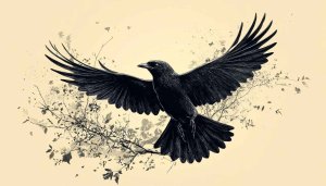 Free Black Raven Art Wallpaper for Desktop Background