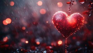 Red Glitter Heart Raining Bokeh Lights Aesthetic Mobile Wallpaper