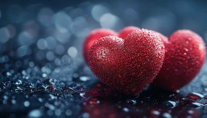 Red Heart Water Droplets Mobile Wallpaper Valentines Day Theme