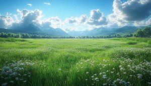 Green Meadow Mountain Scenery 4K Desktop Background Mobile Wallpaper