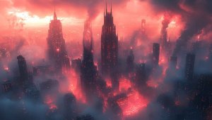 Burning Cityscape 4K Desktop Background - Apocalyptic City Mobile Wallpaper