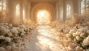Elegant Wedding Floral Arch 4K Desktop Background Romantic Wallpaper