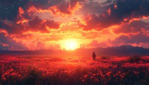 Fiery Sunset Poppy Field 4K Desktop Background Mobile Wallpaper