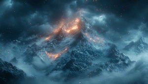 Fiery Mountain Peak 4K Wallpaper Desktop Background Mobile Background