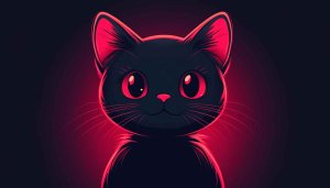 Cute Black Cat Illustration Wallpaper For Desktop and Mobile Backgrounds