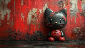 Hello Kitty Dark Grunge Aesthetic Wallpaper Red and Black Background