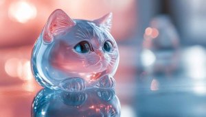 Glass Cat Desktop Wallpaper, Transparent Feline Background, 4K Mobile Image