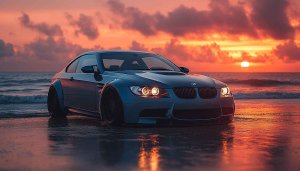 BMW M3 Sunset 4K Wallpaper Stunning Beach Car Backgrounds