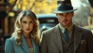 Vintage Style Couple Mobile Background, No Sign-Up High-Resolution Image