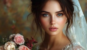 Bridal Portrait Mobile Wallpaper - Elegant Woman with Flowers Background