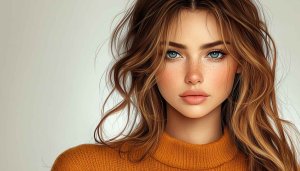 Realistic Portrait Art Wallpaper: Beautiful Woman With Freckles Mobile Background