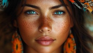 Freckled Woman Green Eyes Portrait Mobile Wallpaper Free Access