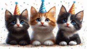 Cute Birthday Kitten Party Wallpaper 4K Desktop Background Free
